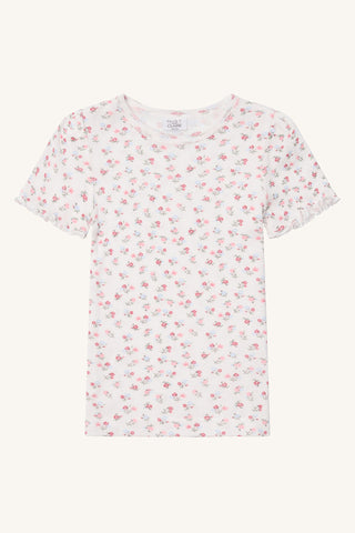 Modal Kurzarm Shirt Alma Weiss mit Rosenmuster von Hust & Claire