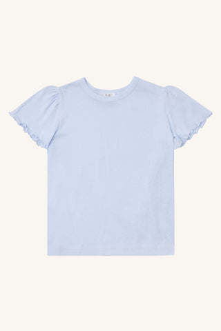 Baumwoll kurzarm Shirt mit Lochmuster Hellblau von Hust & Claire