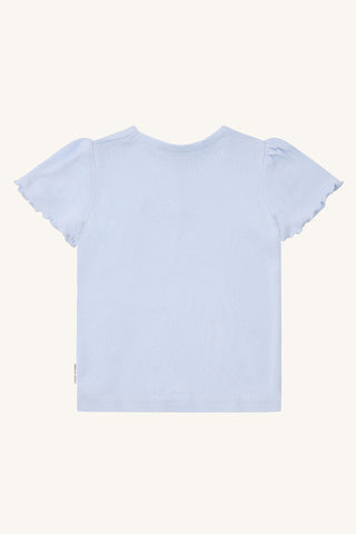 Baumwoll kurzarm Shirt mit Lochmuster Hellblau von Hust & Claire