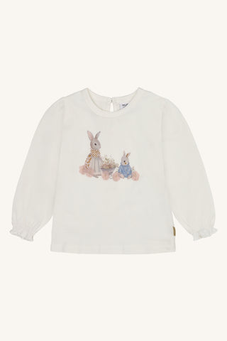 Baumwollshirt Alma Weiss mit Hasenprint und Glitzer von Hust & Claire