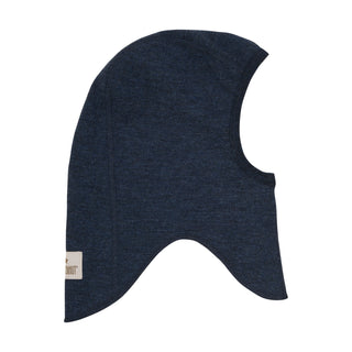 Merinowolle Sturmhaube Balaclava Navy Melange Blau von Huttelihut