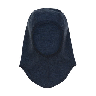 Merinowolle Sturmhaube Balaclava Navy Melange Blau von Huttelihut