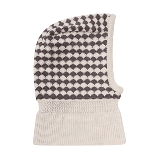 Merinowolle Strick Sturmhaube Balaclava Brown Melange Kariert von Huttelihut