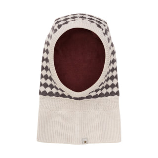 Merinowolle Strick Sturmhaube Balaclava Brown Melange Kariert von Huttelihut