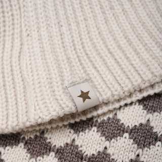 Merinowolle Strick Sturmhaube Balaclava Brown Melange Kariert von Huttelihut