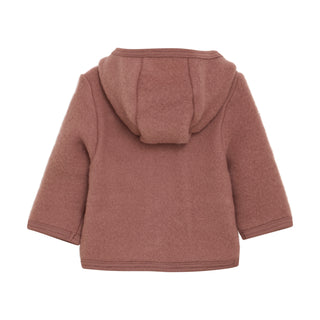 Merino Wollfleece Jacke mit Kapuze Burlwood Altrosa von Huttelihut