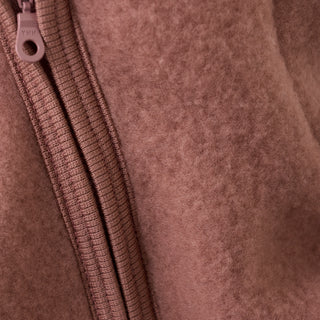Merino Wollfleece Jacke mit Kapuze Burlwood Altrosa von Huttelihut