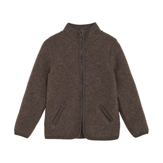 Merino Wollfleece Jacke Brown Melange von Huttelihut