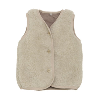 Merinowolle Teddy Gilet Beige von Huttelihut