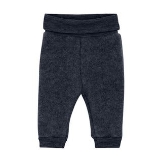 Merino Wollfleece Hose Navy Melange von Huttelihut