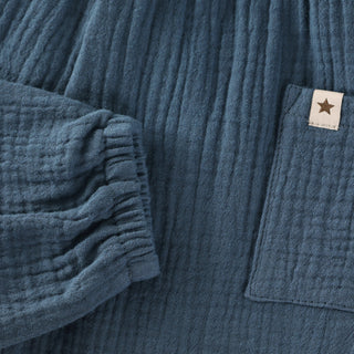 Musselin Lange Hose Bering Sea Blau von Huttelihut
