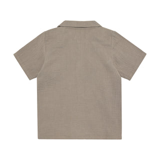 Kurzarm Musselinhemd Moon Rock Braun von Huttelihut