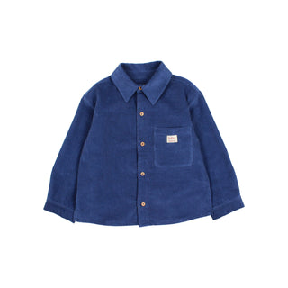 Soft Velour Hemd Marine Blau von Búho Barcelona