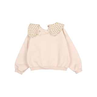 Kinderpullover Cream Pink mit Blumenmuster von Búho Barcelona
