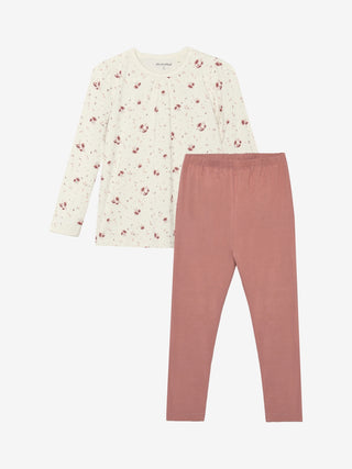 Bambus Langarm Pyjama Set Peach Whip mit Blumenprint von Minymo
