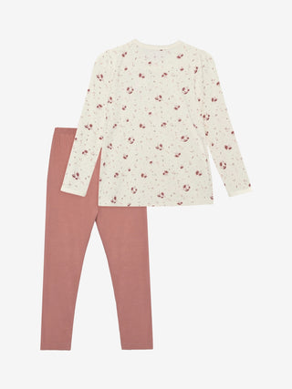 Bambus Langarm Pyjama Set Peach Whip mit Blumenprint von Minymo