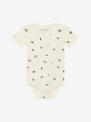 Bambus Kurzarm Body Niagara Mist mit Weltallprint von Minymo