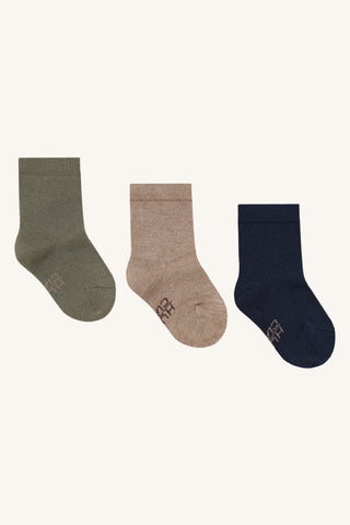 Merinowolle Socken 3er Pack Grün-Braun-Blau von Hust and Claire