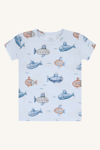 Bambus T-Shirt Austin Submarine Water Blue von Hust and Claire