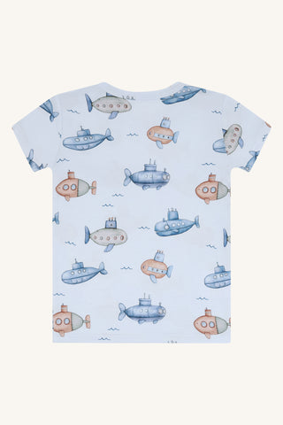 Bambus T-Shirt Austin Submarine Water Blue von Hust and Claire