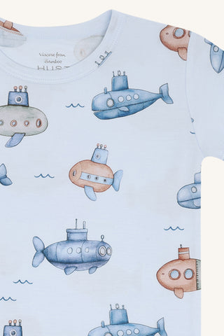 Bambus T-Shirt Austin Submarine Water Blue von Hust and Claire