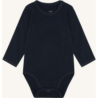Merinowolle-Bambus Body Baloo  Uni Blue von Hust & Claire