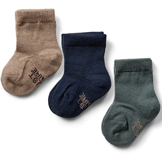 Cotton rib baby socks dark gray mottled from mp Denmark