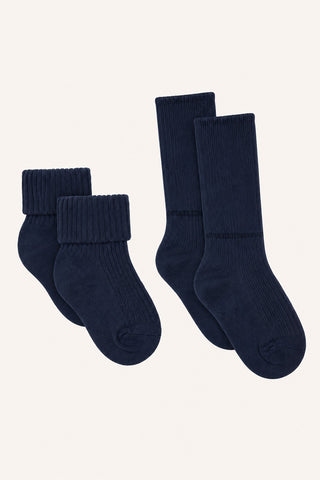 Merinowolle-Bambus Socken Flosi 2er Pack Blues von Hust and Claire