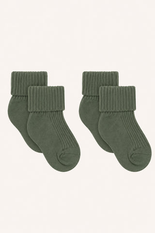 Merinowolle-Bambus Socken Flosi 2er Pack Balsam Green von Hust and Claire