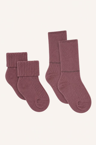 Merinowolle-Bambus Socken Flosi 2er Pack Old Rose von Hust and Claire
