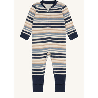 Merinowolle-Bambus Pyjama Manu Zip Multi Blues von Hust & Claire
