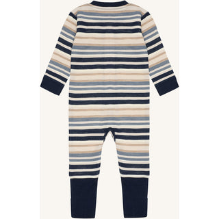 Merinowolle-Bambus Pyjama Manu Zip Multi Blues von Hust & Claire