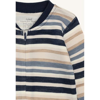 Merinowolle-Bambus Pyjama Manu Zip Multi Blues von Hust & Claire