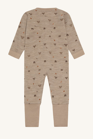 Merinowolle-Bambus Pyjama Manu Zip Forest Biscuit von Hust & Claire