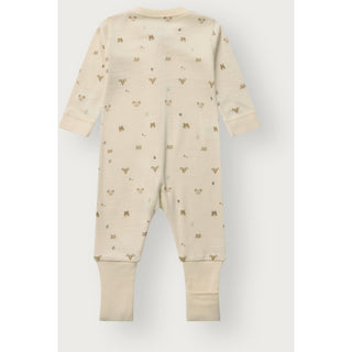 Merinowolle-Bambus Pyjama Manu Zip Forest Off White von Hust & Claire