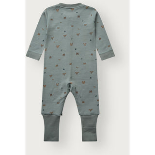 Merinowolle-Bambus Pyjama Manu Zip Forest State Green von Hust & Claire