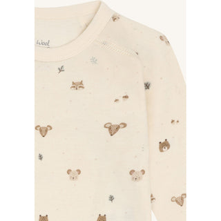 Merinowolle-Bambus Wickelbody Baloo Forest Off White von Hust & Claire