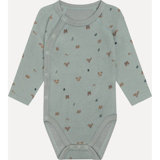 Merinowolle-Bambus Wickelbody Baloo Forest State Green von Hust & Claire
