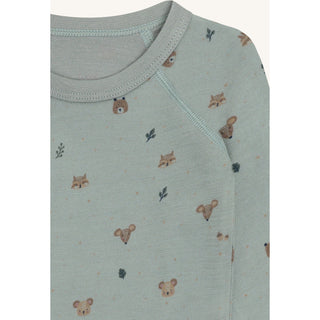 Merinowolle-Bambus Wickelbody Baloo Forest State Green von Hust & Claire
