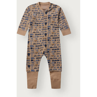 Merinowolle-Bambus Pyjama Manu Zip Work Biscuit von Hust & Claire