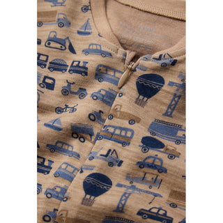 Merinowolle-Bambus Pyjama Manu Zip Work Biscuit von Hust & Claire