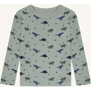 Merinowolle-Bambus Langarm-Shirt Abba Dino State Green von Hust & Claire