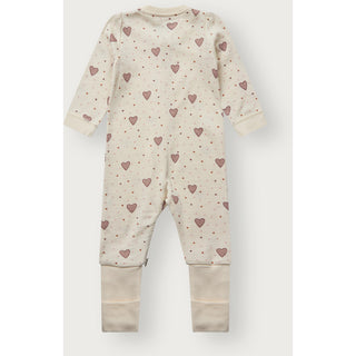 Merinowolle-Bambus Pyjama Manu Zip Heart Puff Off White von Hust & Claire