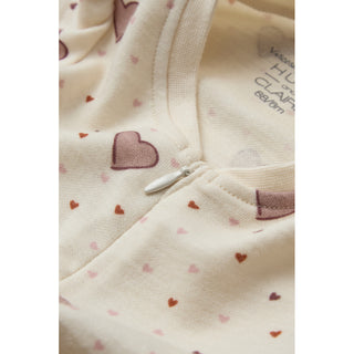 Merinowolle-Bambus Pyjama Manu Zip Heart Puff Off White von Hust & Claire