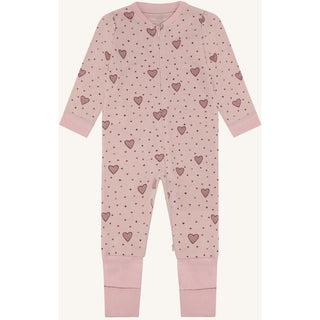 Merinowolle-Bambus Pyjama Manu Zip Heart Puff Dusty Rose von Hust & Claire