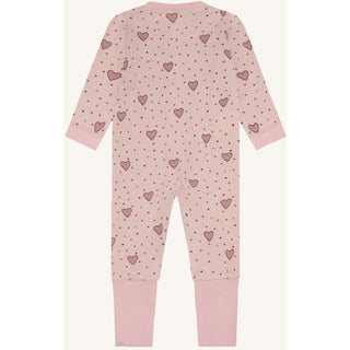 Merinowolle-Bambus Pyjama Manu Zip Heart Puff Dusty Rose von Hust & Claire