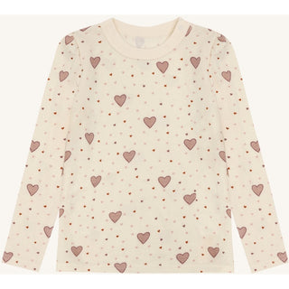 Merinowolle-Bambus Langarm-Shirt Abba Hearts Puff Off White von Hust & Claire