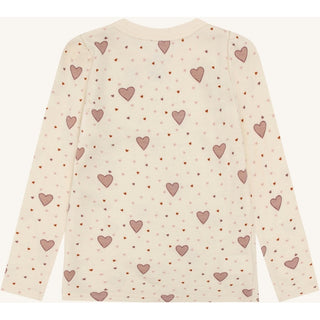 Merinowolle-Bambus Langarm-Shirt Abba Hearts Puff Off White von Hust & Claire
