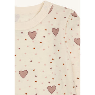 Merinowolle-Bambus Langarm-Shirt Abba Hearts Puff Off White von Hust & Claire