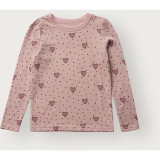 Merinowolle-Bambus Langarm-Shirt Abba Hearts Puff Dusty Rose von Hust & Claire